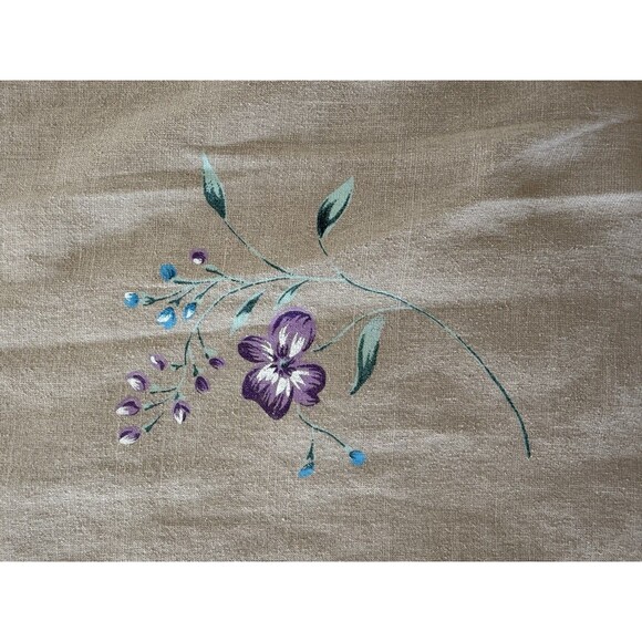 Silk Linen Embroidered Midi Dress Beige Floral Bee Detail 3X Boho Coastal Resort - Picture 5 of 10